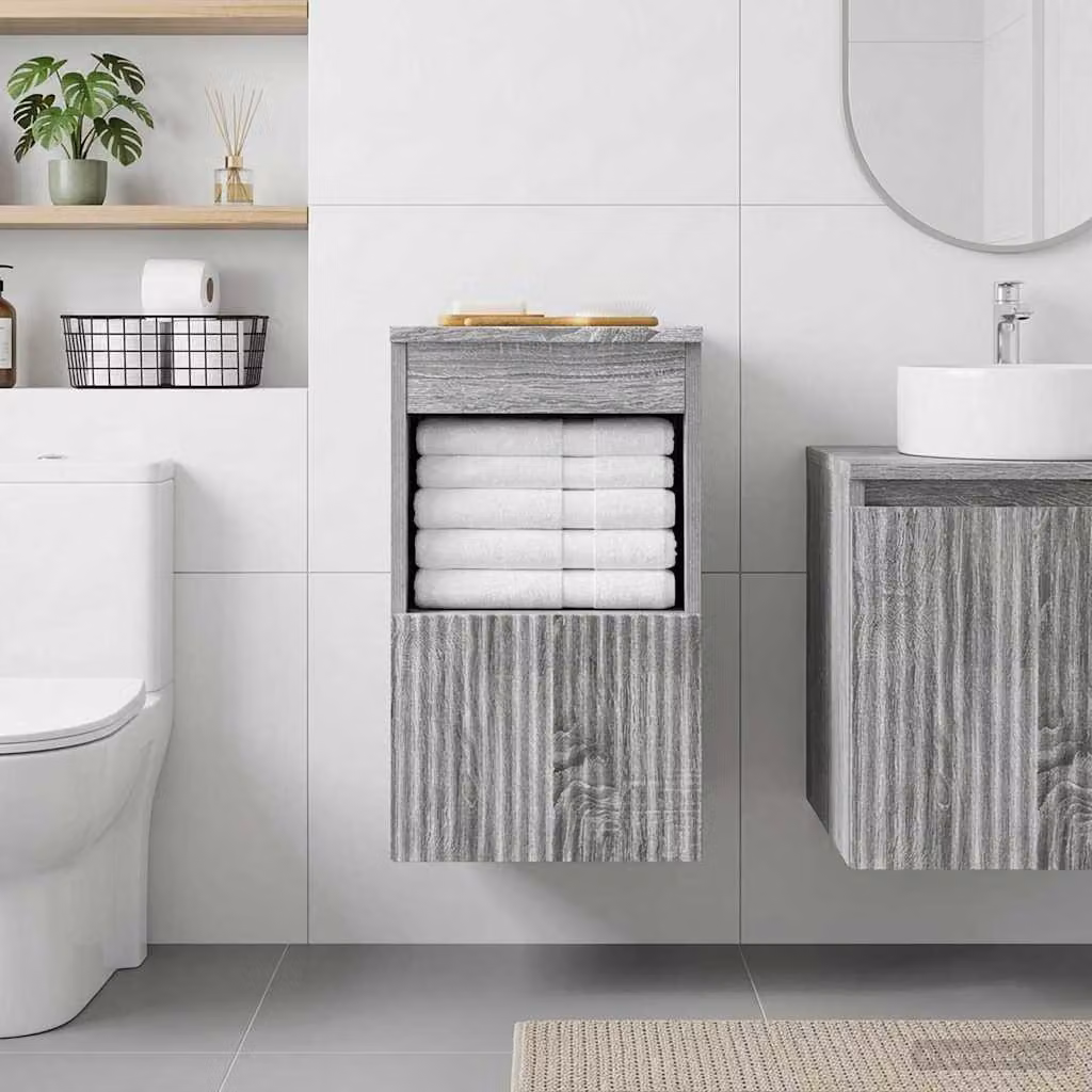 Mobile da bagno vidaXL in stile minimalista, colore grigio opaco, L: 30 cm, P: 41 cm, H: 50 cm