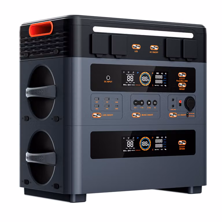 OSCAL PowerMax 2400Pro Centrale di accumulo solare separabile da 2400W con 2 stereo, microinverter, 16 connessioni + batteria supplementare OSCAL BP 2400Pro, 4032 Wh