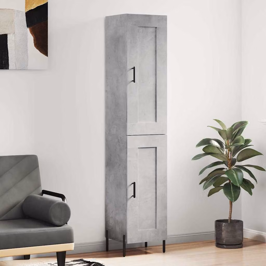 Credenza moderna vidaXL in legno e metallo, Grigio, L: 34,5 cm, P: 34 cm, H: 180 cm