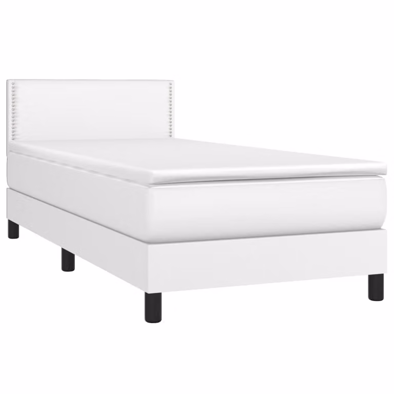 Giroletto a Molle con Materasso Bianco 100x200 cm in Pelle finta