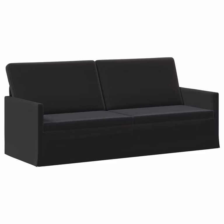 Divano a 3 posti vidaXL in velluto nero con struttura in metallo L/P/H: 190 x 81 x 82 cm