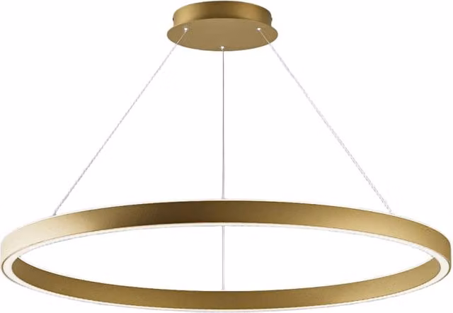 Lampada a Sospensione CRISEIDE S/S LED 100W 5200lm 3000K in Alluminio Oro Spazzolato, Dimmerabile a Taglio di Fase e Push - Gealuce