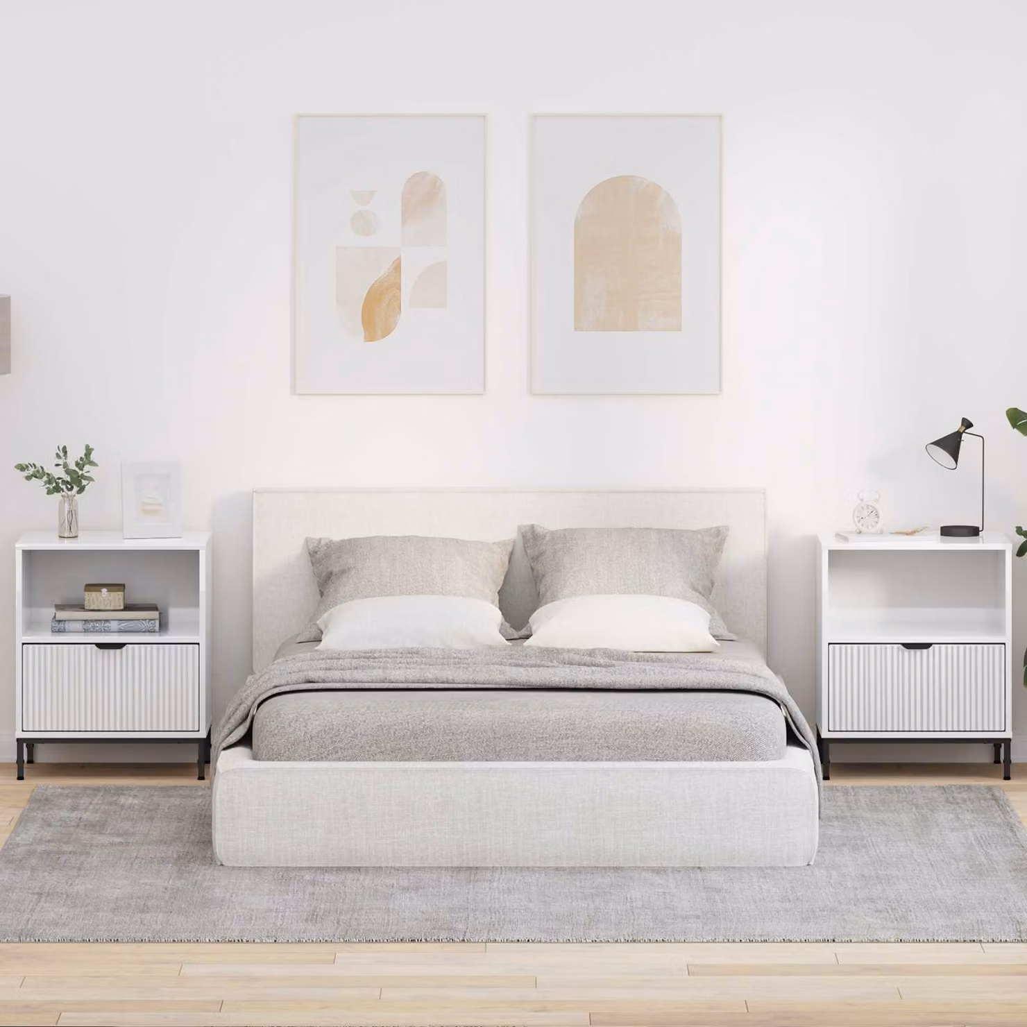 Set di 2 Armadi da Notte vidaXL Bianco Lucido L/P/H: 49 x 36 x 61 cm