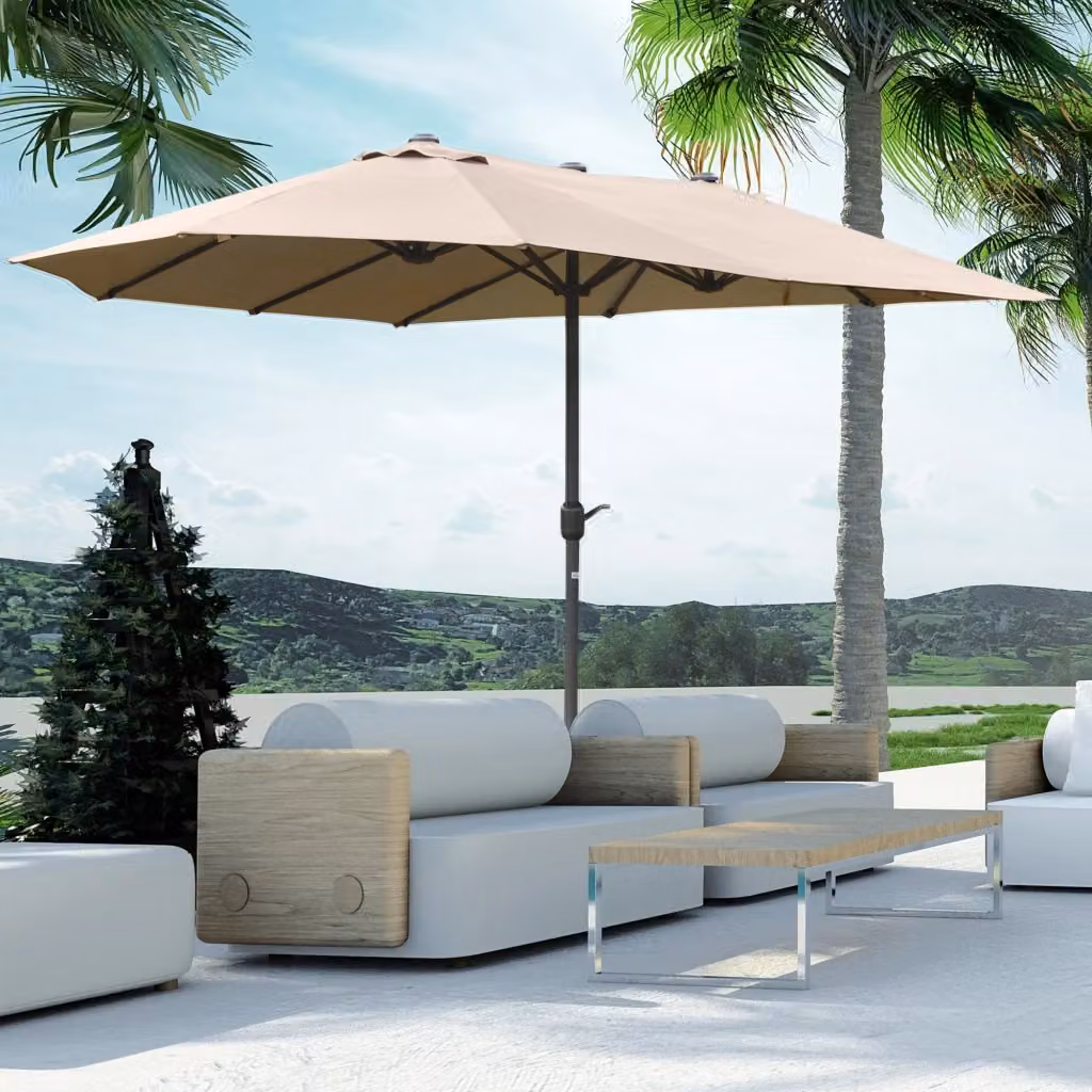 Ombrellone da Giardino Doppio EasyComfort in Acciaio e Poliestere Beige, L: 460 cm, P: 270 cm, H: 240 cm – 2
