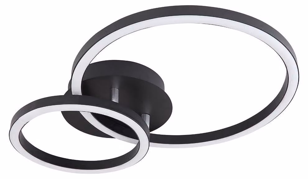 Lampada da soffitto a LED, circolare, nera, opale, L 42 cm