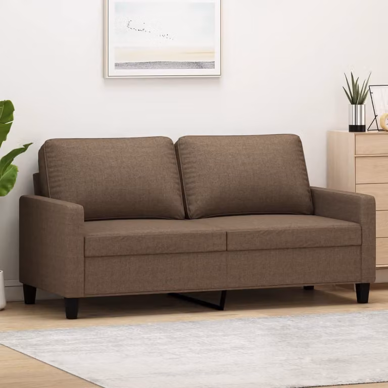 Divano esclusivo, due posti, color marrone, 140 cm, rivestito in tessuto