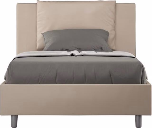 BS COM Letto una piazza e mezza con rete imbottito 120x210 similpelle tortora