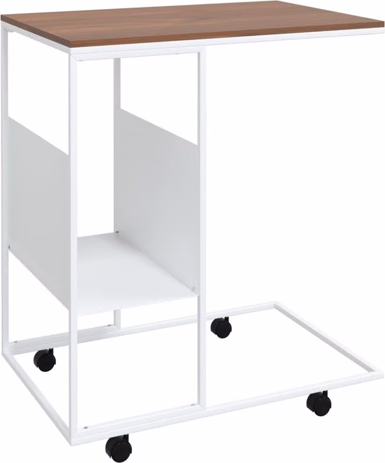 Tavolino con Ruote Bianco 55x36x63,5cm in Legno Multistrato