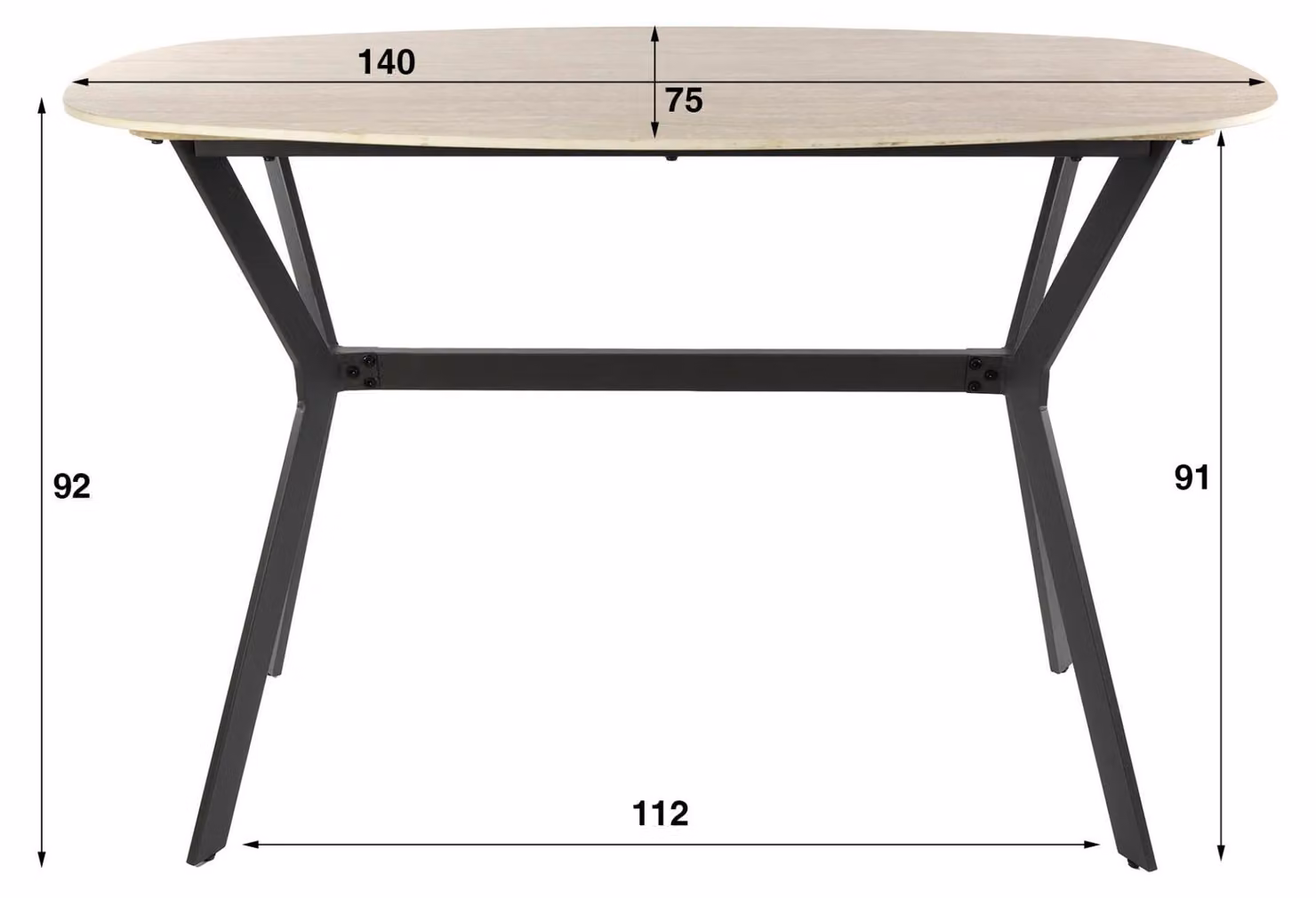Tavolo da pranzo FURNLUX Romano Beige e Nero 140 cm / Colore principale: Beige / Dimensioni: 140 x 92 x 75 cm