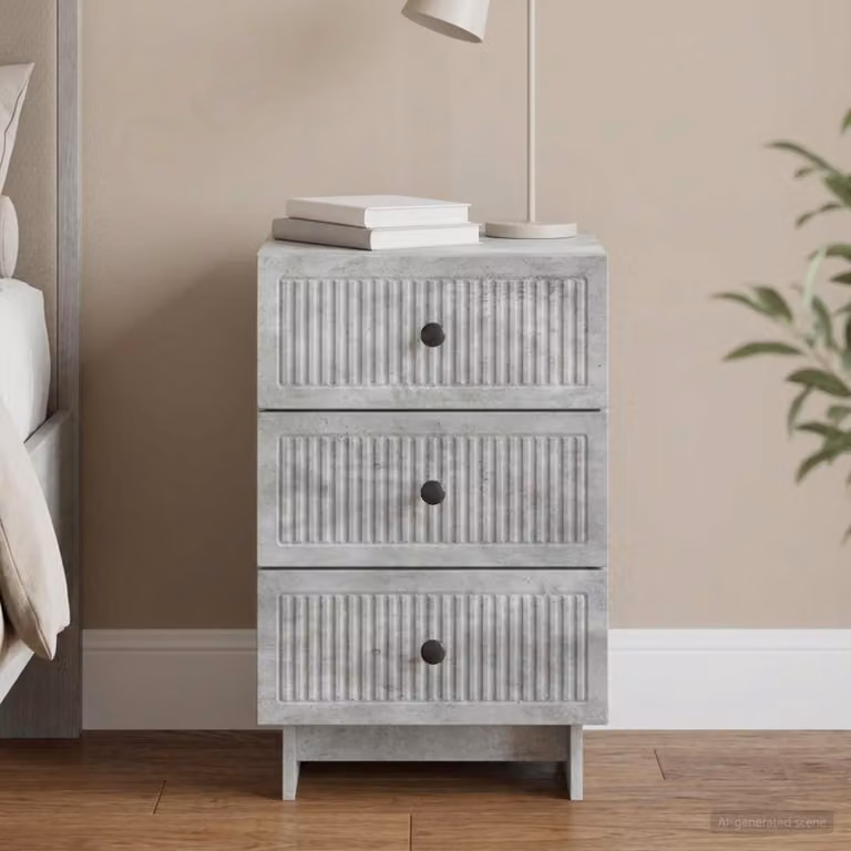 vidaXL Armadio da Notte Moderno con Cassetto in Grigio Cemento L 43 cm x P 41 cm x H 66,5 cm