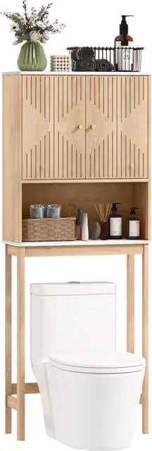Mobile WC salvaspazio XYLO in legno rovere marrone con ante e ripiani L: 66 cm, P: 25 cm, H: 168 cm