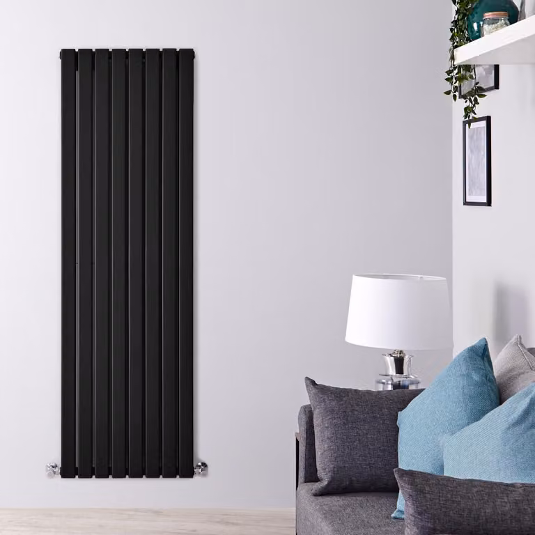Radiatore Verticale Doppio di Design Nero Opaco - 1600 x 560mm - 1390W - Delta