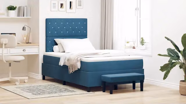 Letto a molle vidaXL con testiera in velluto blu, L 120 cm x P 200 cm, H 128 cm – 2
