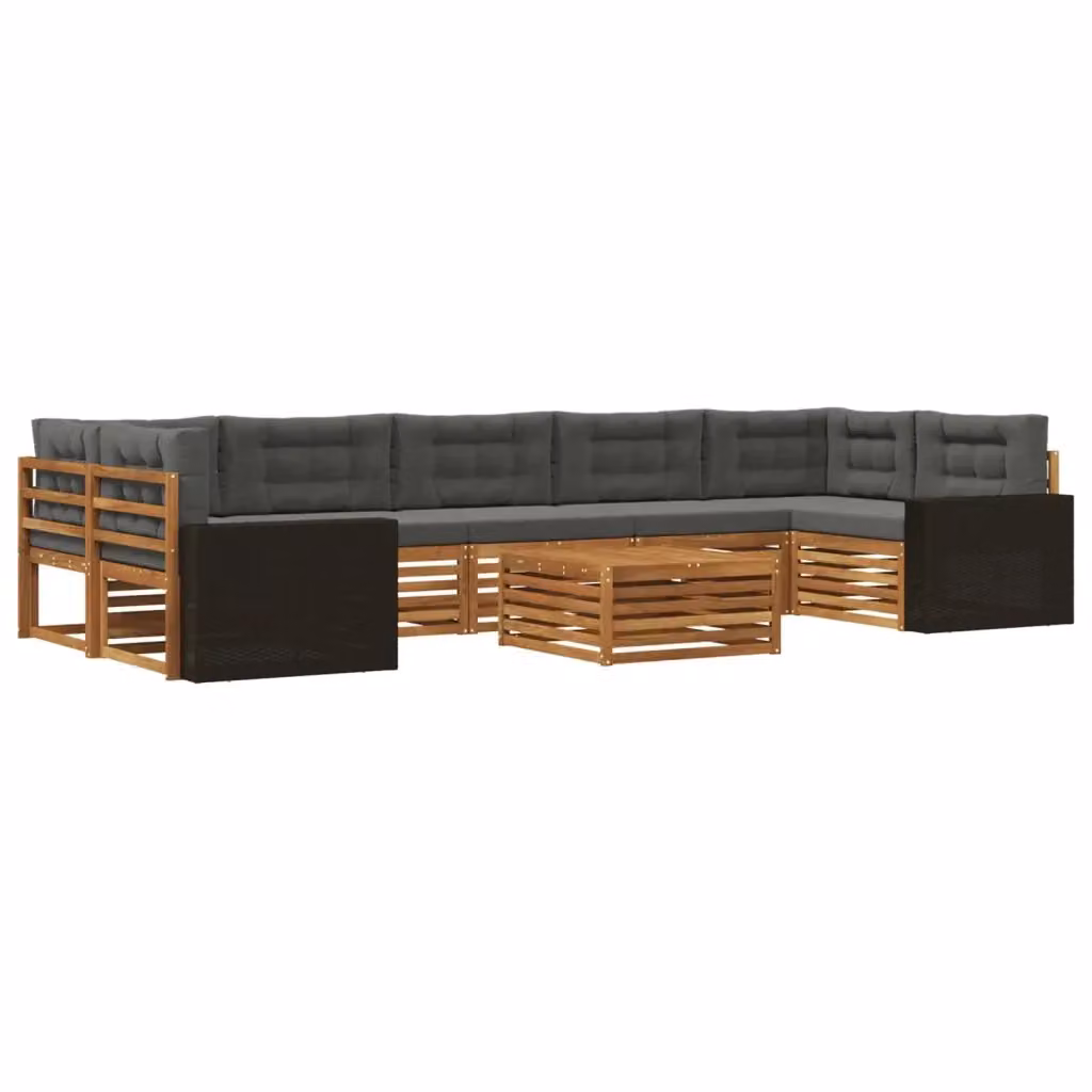 Set di divani da esterno a L con tavolino vidaXL in legno di acacia, colore antracite e beige, composto da 8 pezzi con cuscini inclusi – 2