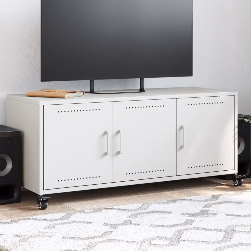 Mobile TV vidaXL Bianco in Acciaio L: 100,5 cm, P: 39 cm, H: 43,5 cm