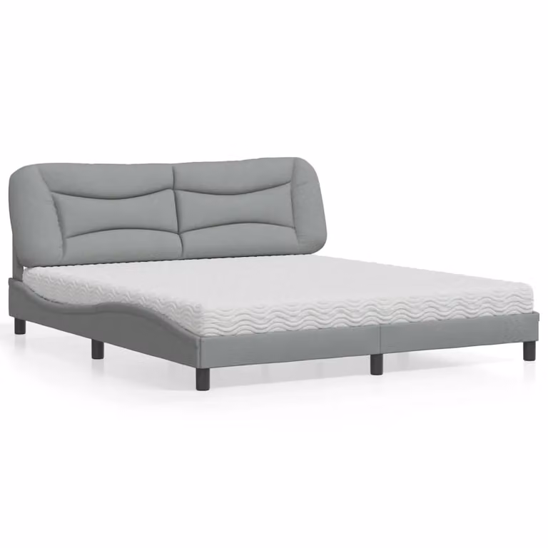 Letto con Materasso Hvar vidaXL Grigio Chiaro e Bianco, L/P/H: 180 x 200 x 74,5 cm