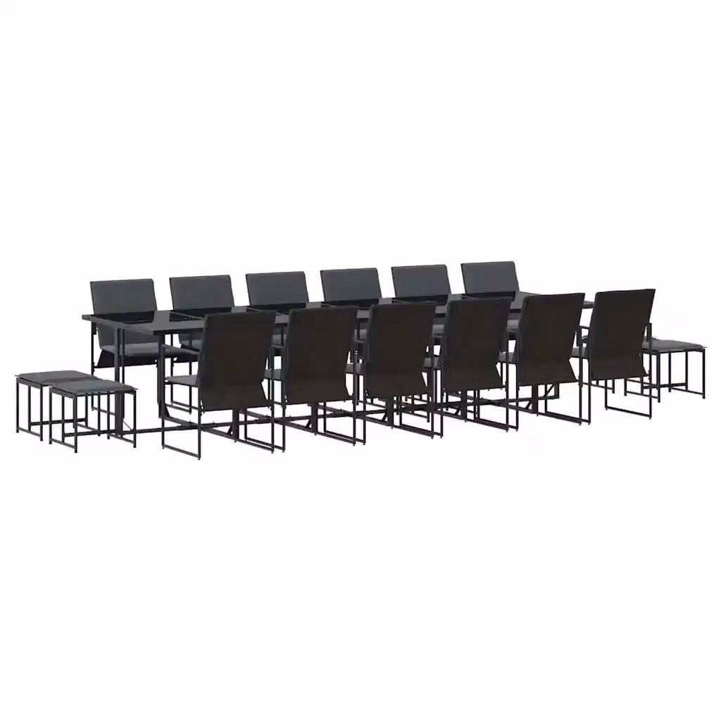 Set da pranzo per giardino vidaXL da 17 pezzi in acciaio antracite e vetro nero opaco – 2