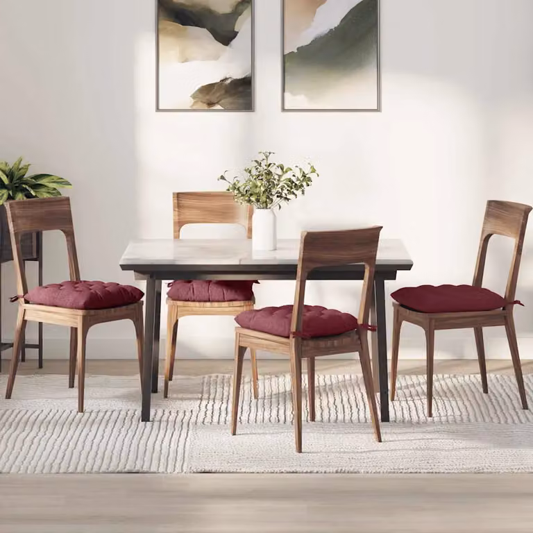 Set di 4 cuscini per seduta quadrati vidaXL in tessuto rosso, L 40 x P 40 x H 6 cm