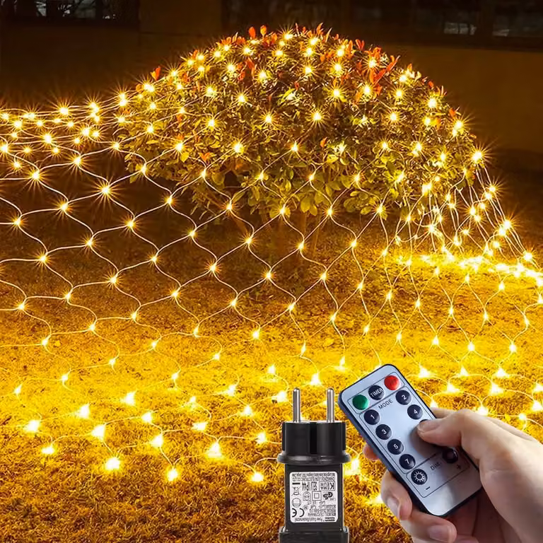 Catena luminosa a LED, 208 LED bianchi caldi, 6W, 5 metri, inclusa di telecomando