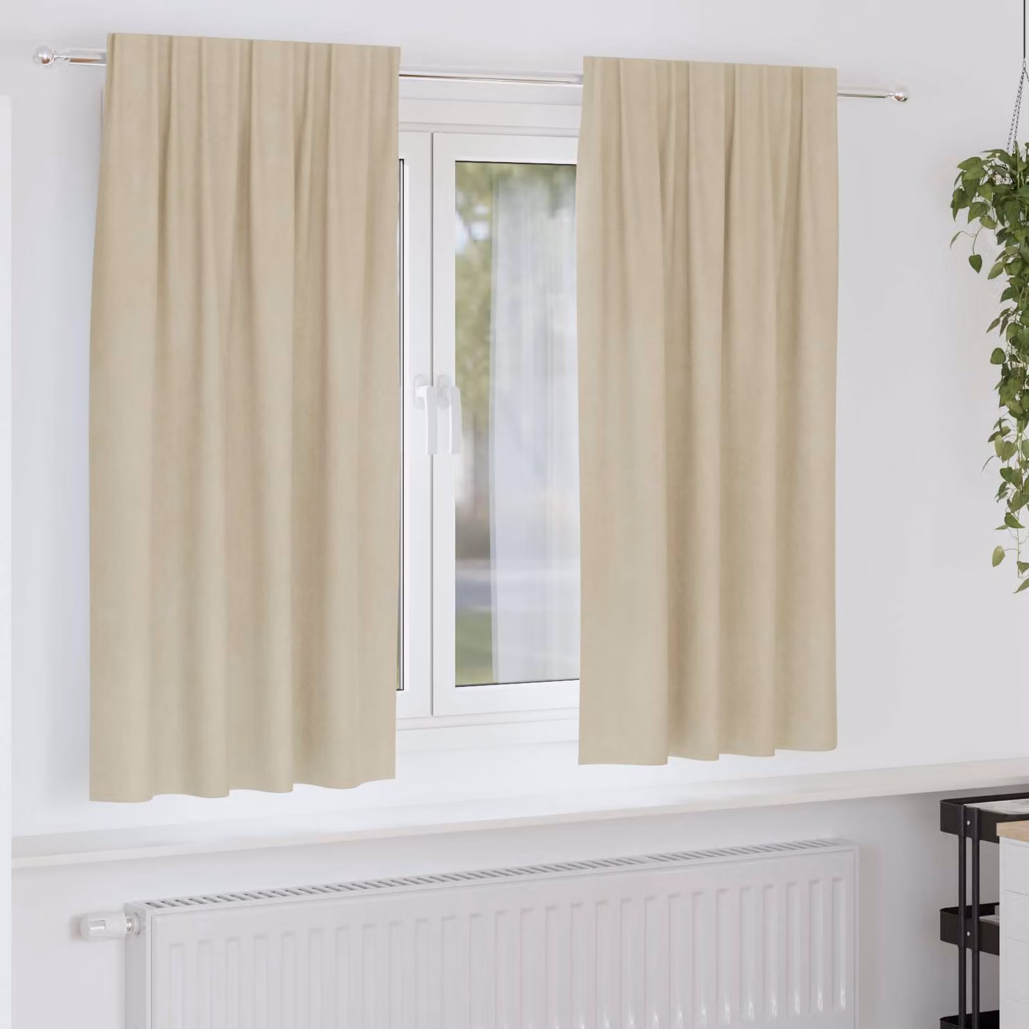 Set di 2 tende oscuranti vidaXL in velluto beige, L: 140 cm x H: 175 cm