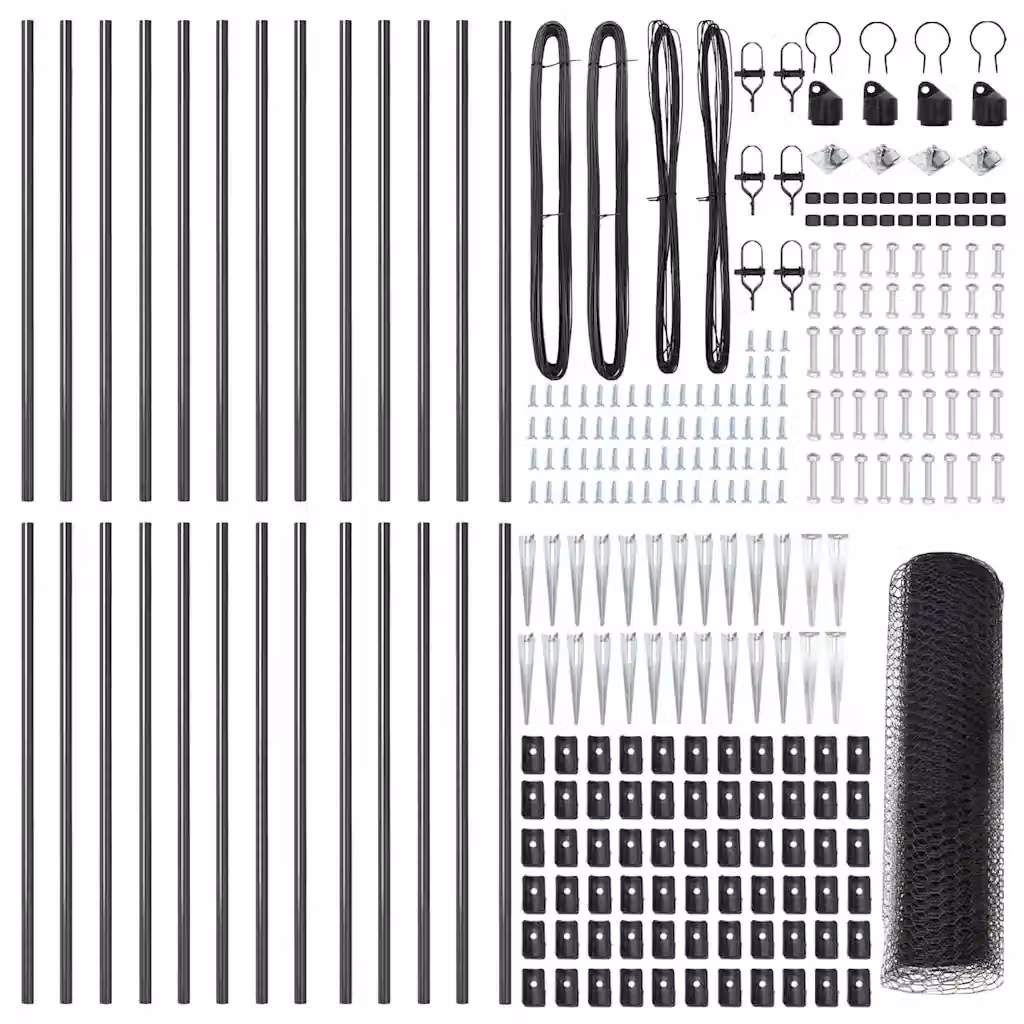 Recinzione esagonale con palo vidaXL in acciaio rivestito in PVC, Grigio, L: 50 m x H: 0,5 m – 2