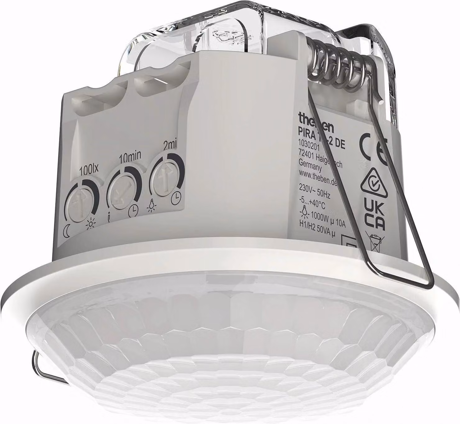 Rilevatore di movimento Theben, montaggio a soffitto DE, area di rilevamento circolare, trasversale 8 m, 1 pz.