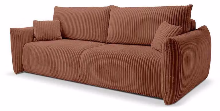 Divano a tre posti con funzione letto, modello "Alloro", finitura "Mattone Toscano"