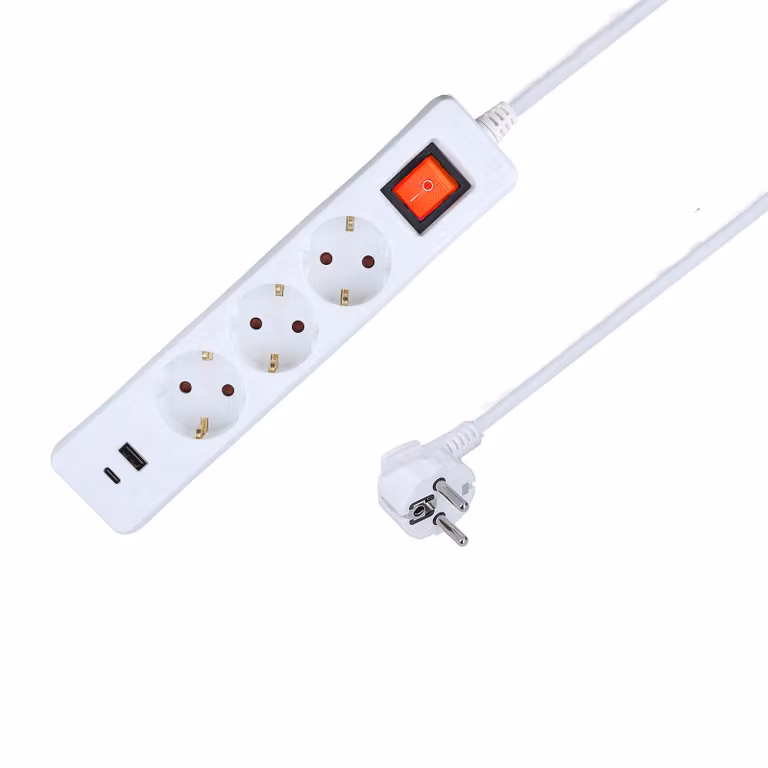 as-Schwabe Striscia di prese a 3 vie interruttore USB A/C 1,4 m presa multipla IP20