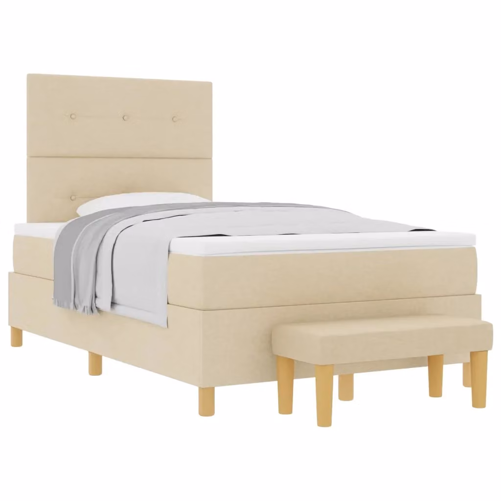Letto a molle con testiera vidaXL in tessuto beige L: 120 cm, P: 200 cm – 2
