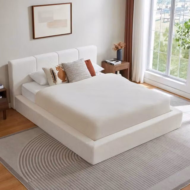 Struttura letto 160x200 cm con testiera imbottita e telaio in acciaio rinforzato, montaggio semplice, senza materasso