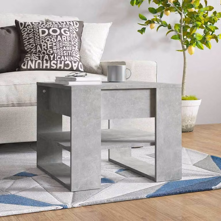 vidaXL Tavolino da Salotto Quadrato in Legno e Composito Grigio L/P/H: 55,5 x 55,5 x 45 cm