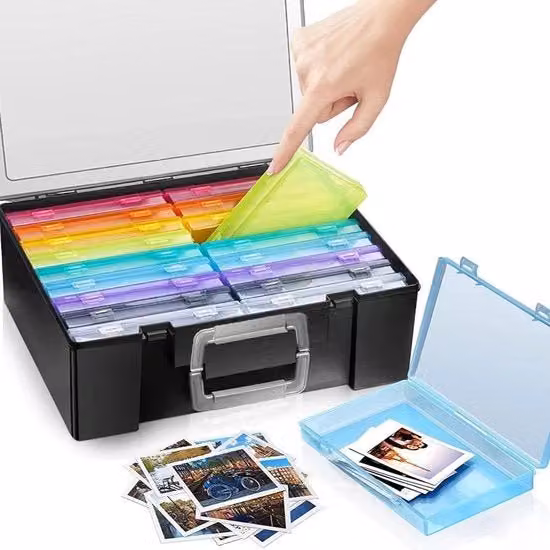 Set di 16 Organizzatori di Foto Multicolore in Plastica con Manico per Scrapbook e Ricordi, Formato 4x6 Pollici