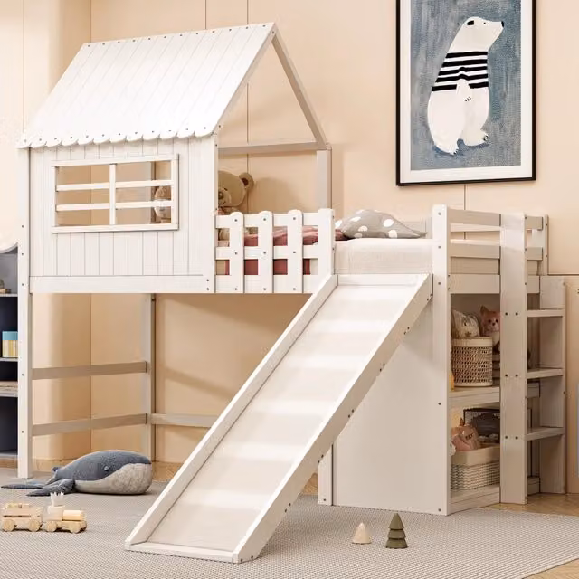 letto per bambini legno massello e mdf bianco 90 x 200 cm