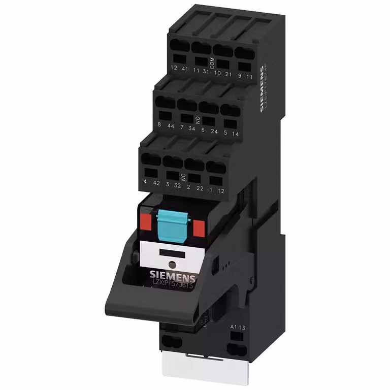 Relè a innesto SIEMENS, set completo - LZS:PT5D5T30, modulo LED rosso 230 V CA 4 W