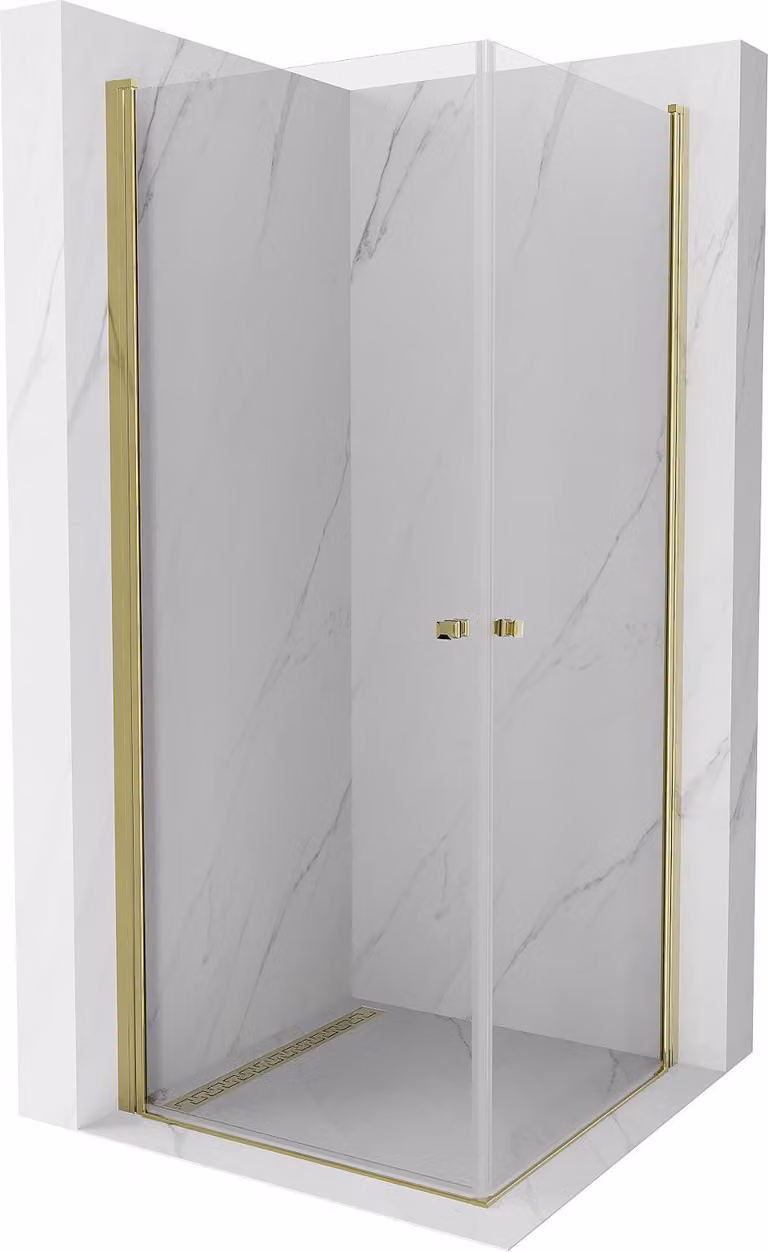 Mexen Pretoria Duo cabina doccia a battente 100 x 100 cm, trasparente, oro - 852-100-100-50-00-02
