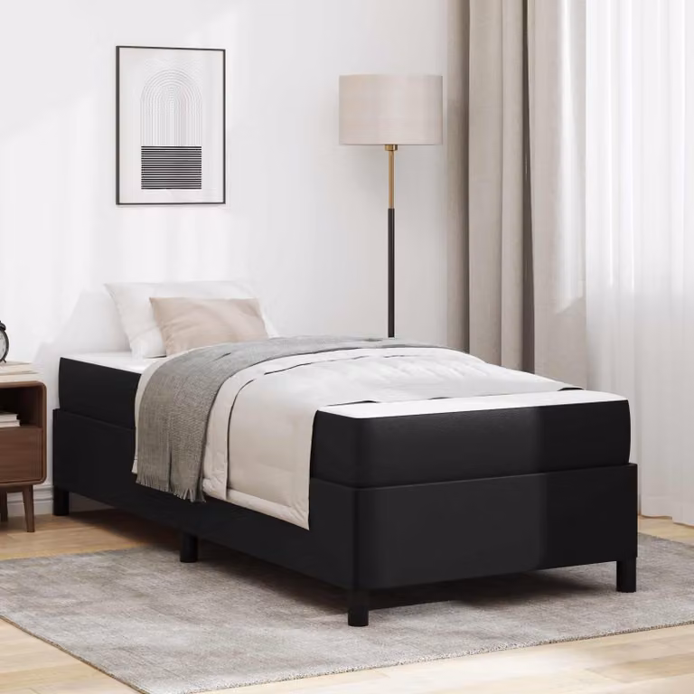 Struttura letto con materasso vidaXL in tessuto e legno, L/P/H: 90 x 190 x 193 cm, Nero