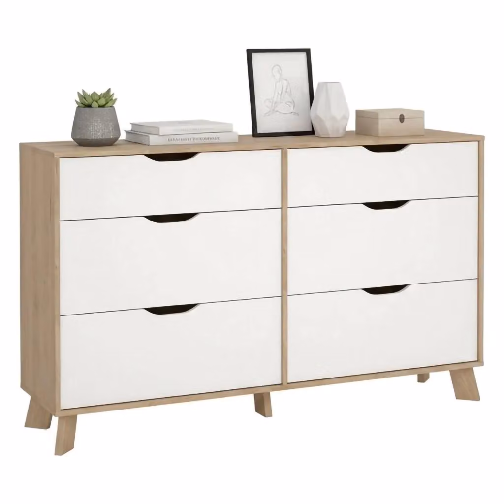 Credenza Chito DMORA, Buffet e Madia da Soggiorno o Cucina, Rovere e Bianco, L: 156 cm, P: 40 cm, H: 92 cm – 2