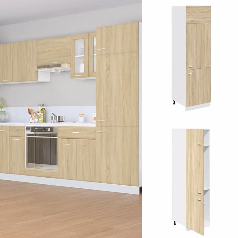Mobile per frigo Lyon vidaXL in legno marrone L: 60 cm, P: 57 cm, H: 207 cm