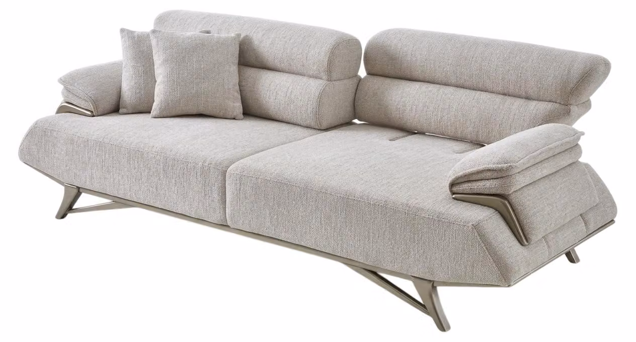 Sofa 3-Sitzer Moderner Stil Hellgrau Luxuriöse Polstergarn