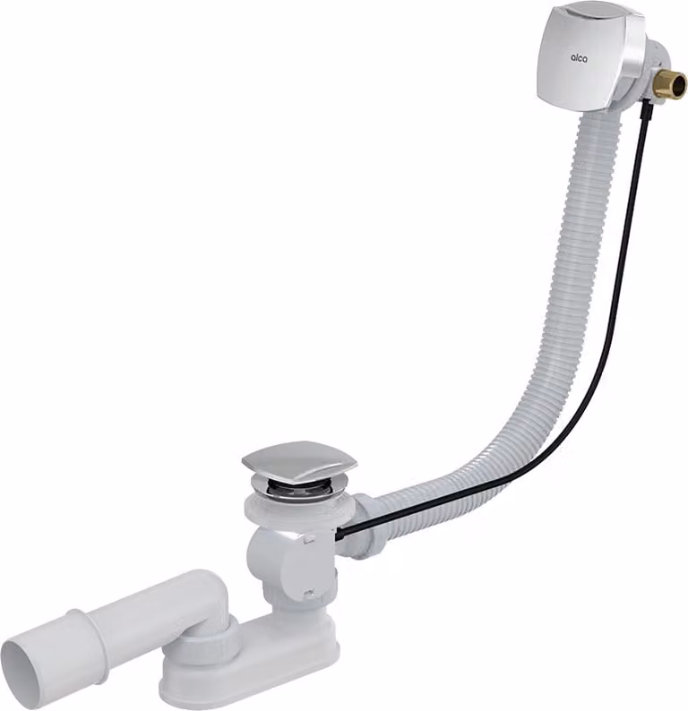 Sifone per vasca da bagno Alcadrain (Alcaplast) automatico con troppopieno, cromato A564CRM3-100