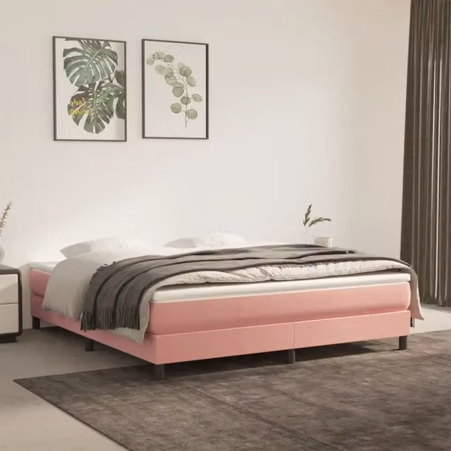 Materasso a Molle Insacchettate-Materasso per letto Rosa 160x200x20 cm in Velluto