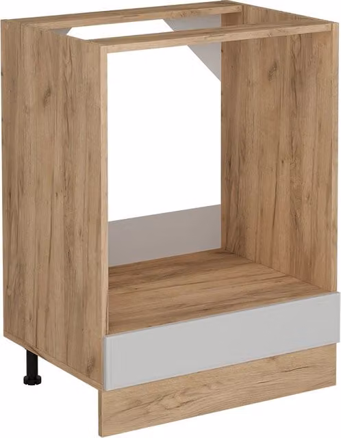 Mobile per forno da incasso Vicco R-Line Bianco rustico e Rovere dorato L: 60 cm – 1