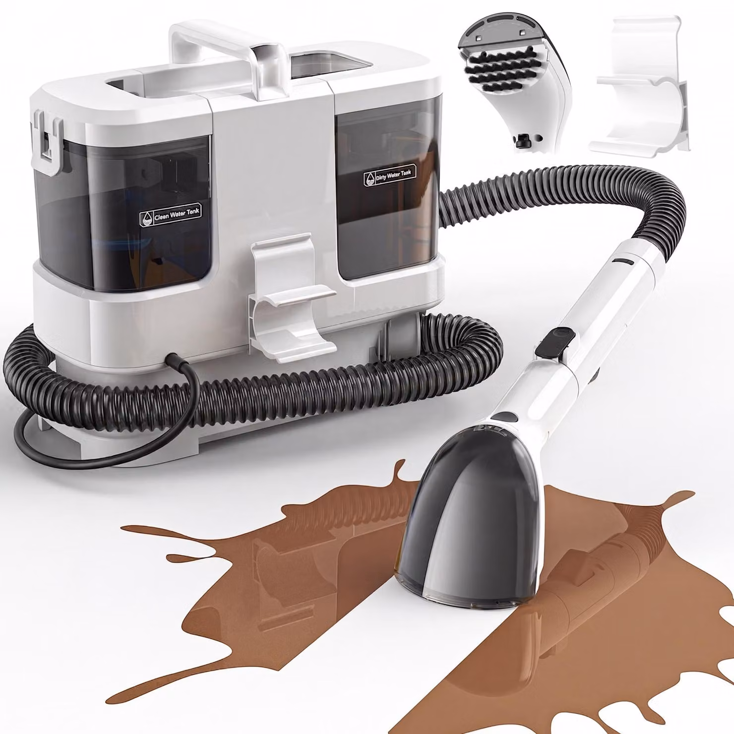 Lubluelu V2: Aspirapolvere per la pulizia dei tappeti, pulitore di tappeti, aspiralavapavimenti, pulitore di macchie, 600 W, potenza di aspirazione 16000 Pa, ideale per divani, tappeti, sedili auto, completo di accessori