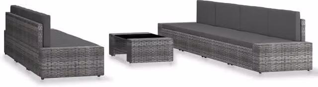 Set da giardino moderno vidaXL composto da 8 pezzi in polyrattan grigio antracite con divano a 3 posti, elementi angolari, tavolino da caffè e cuscini inclusi