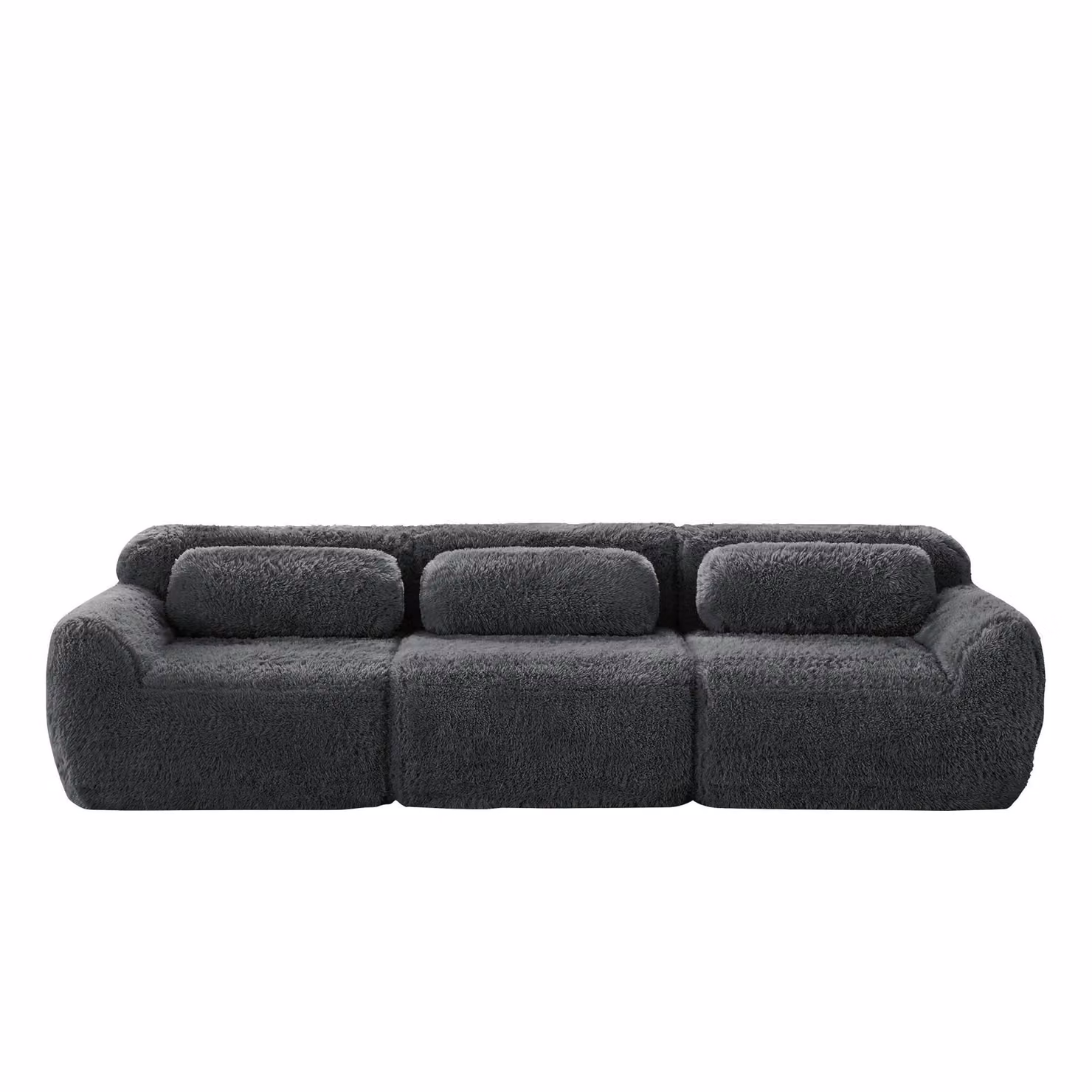 AIORBER Divano modulare a 3 posti, tessuto peluche di alta qualità, base antiscivolo, schiuma altamente elastica, supporto ergonomico, nessun montaggio, grigio