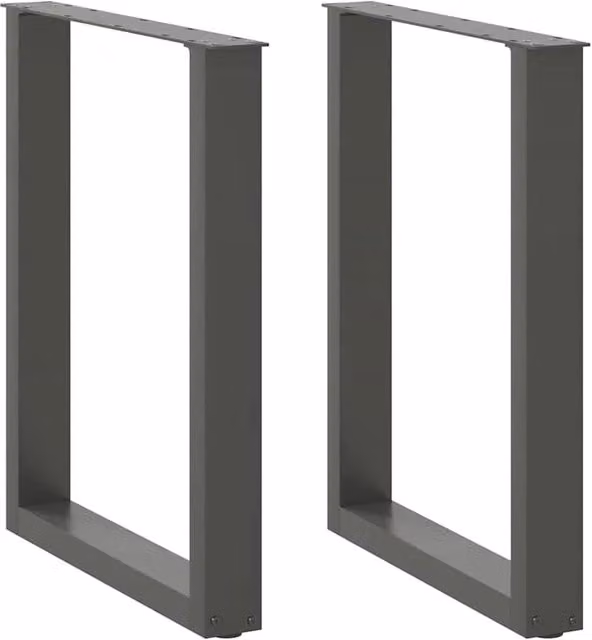 Set di 2 gambe per tavolo da pranzo a forma di U 70 x 72-73 cm con piedini regolabili design moderno in acciaio antracite 02_0057426