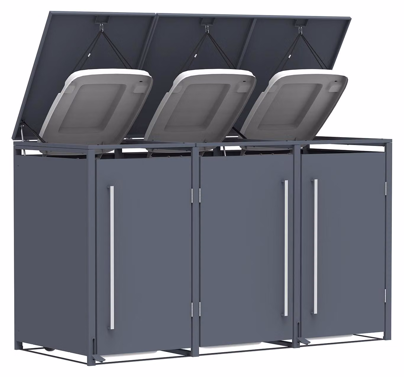 Westmann Pedura 3 Box per bidoni della spazzatura in metallo con pedale 3x240 L antracite