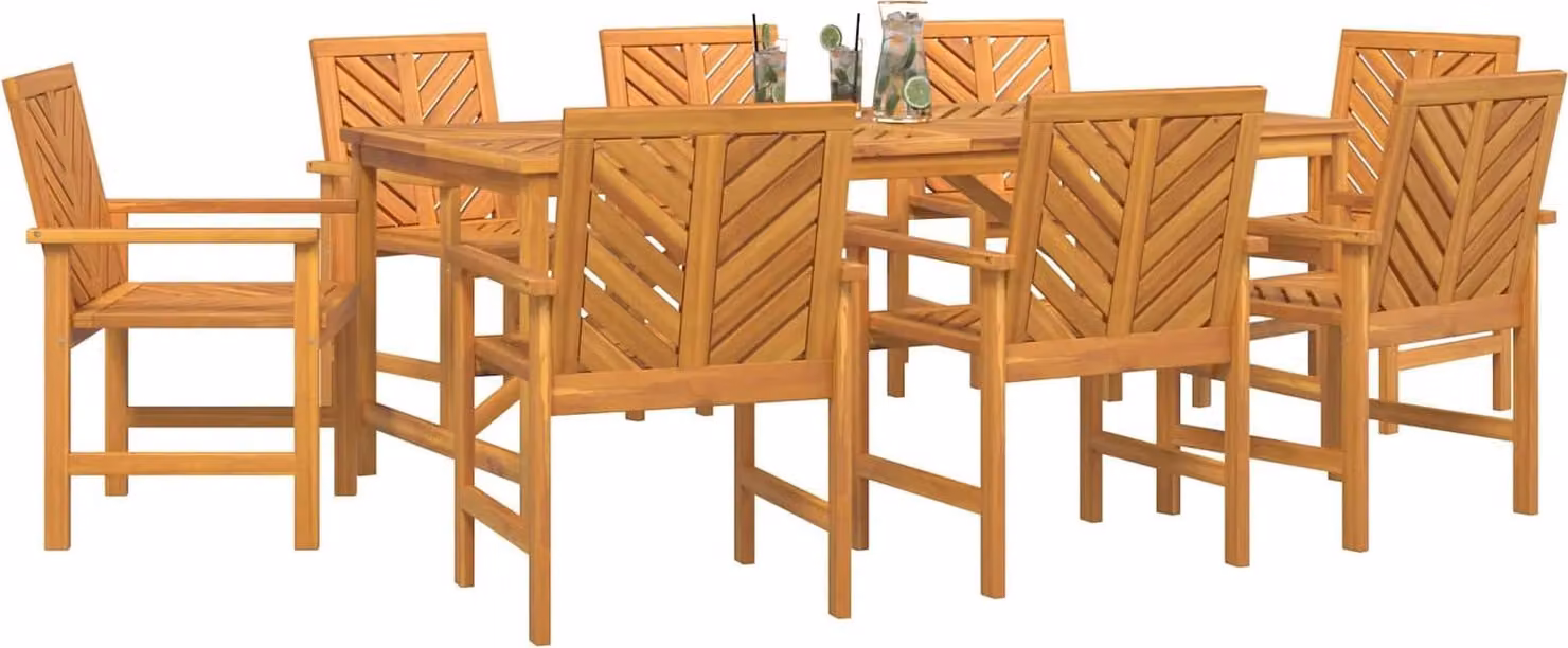Set da Pranzo per Giardino 9 pcs Marrone