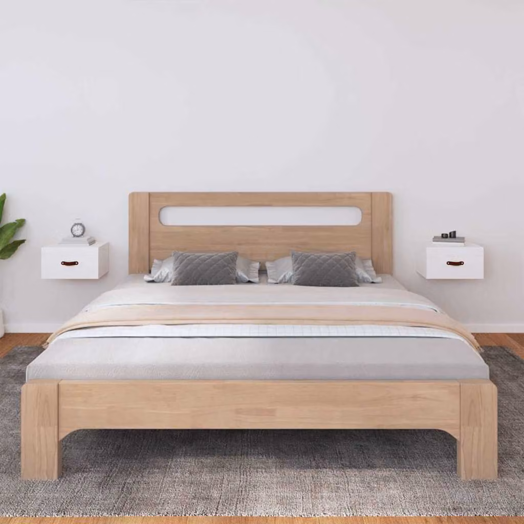 Set di 2 comodini da muro vidaXL bianchi in legno di pino, L 40 cm x P 29,5 cm x H 22 cm