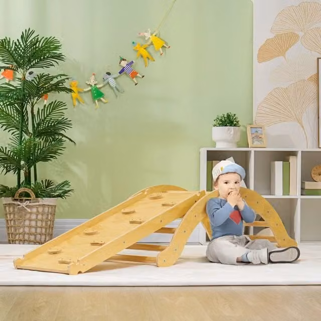 Set 4 in 1 Arrampicata REDOM in Legno Naturale per Interni L: 168 cm, P: 49,5 cm, H: 39,5 cm